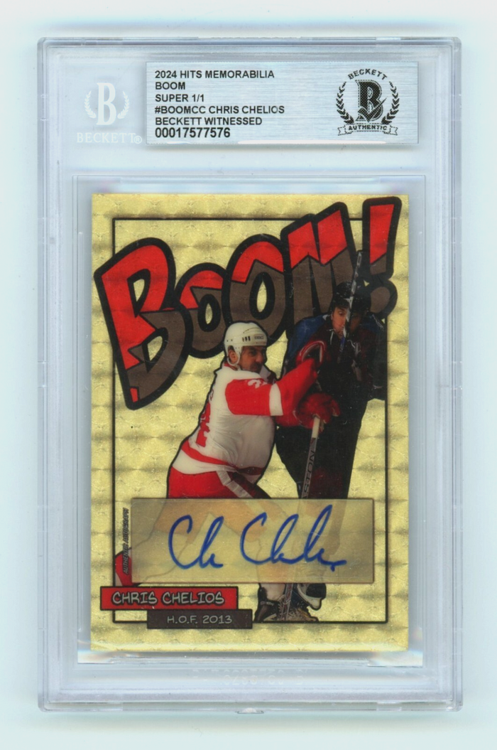 Chris Chelios 2024 Hits Memorabilia BOOM Super 1/1 Signed BGS BAS Auto Detroit-Powers Sports Memorabilia
