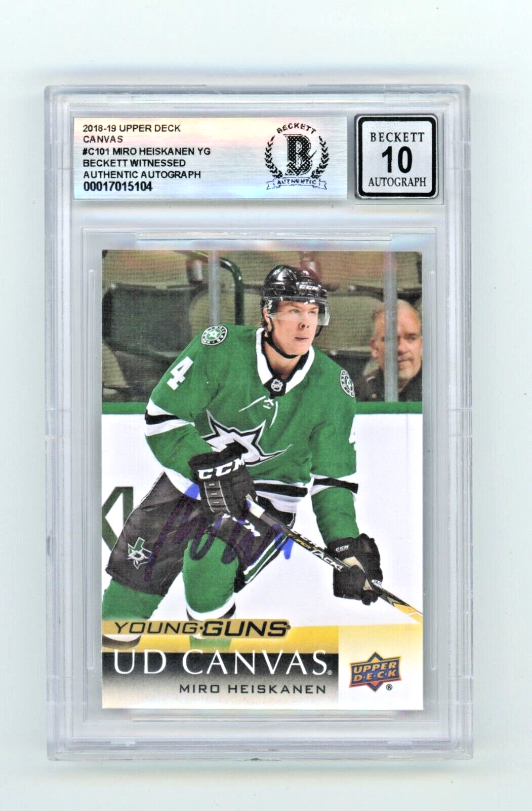 Miro Heiskanen 2018-19 Upper Deck Young Guns Canvas #C101 RC Signed BAS BGS 10-Powers Sports Memorabilia