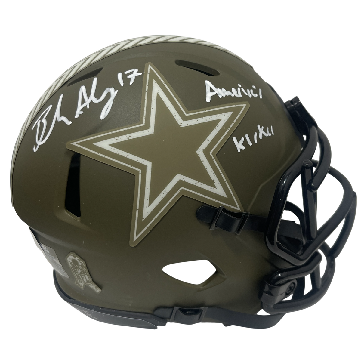Brandon Aubrey Signed Salute 23 Mini Helmet w/ Americas Kicker Beckett Authenticated-Powers Sports Memorabilia