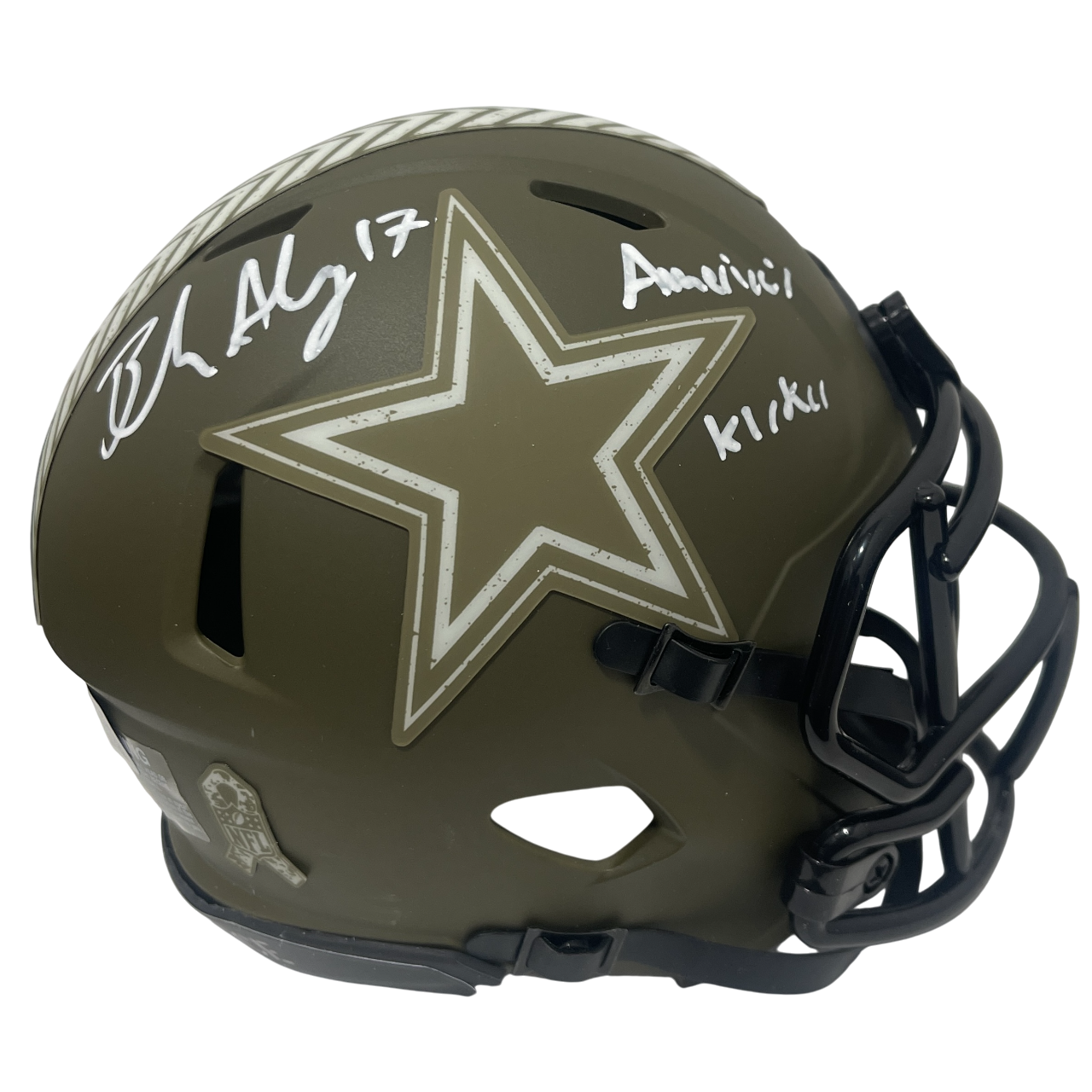 Brandon Aubrey Signed Salute 23 Mini Helmet w/ Americas Kicker Beckett Authenticated-Powers Sports Memorabilia