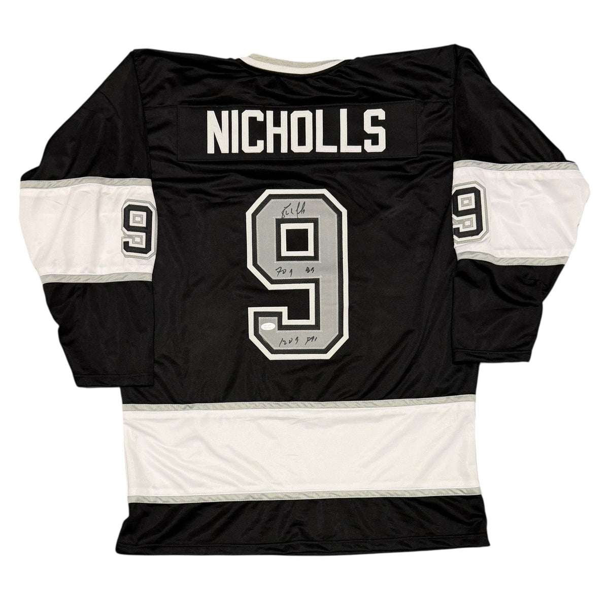 Bernie Nicholls Signed Los Angeles Kings Custom Jersey w/ 2 Insc JSA Witness Authenticated-Powers Sports Memorabilia