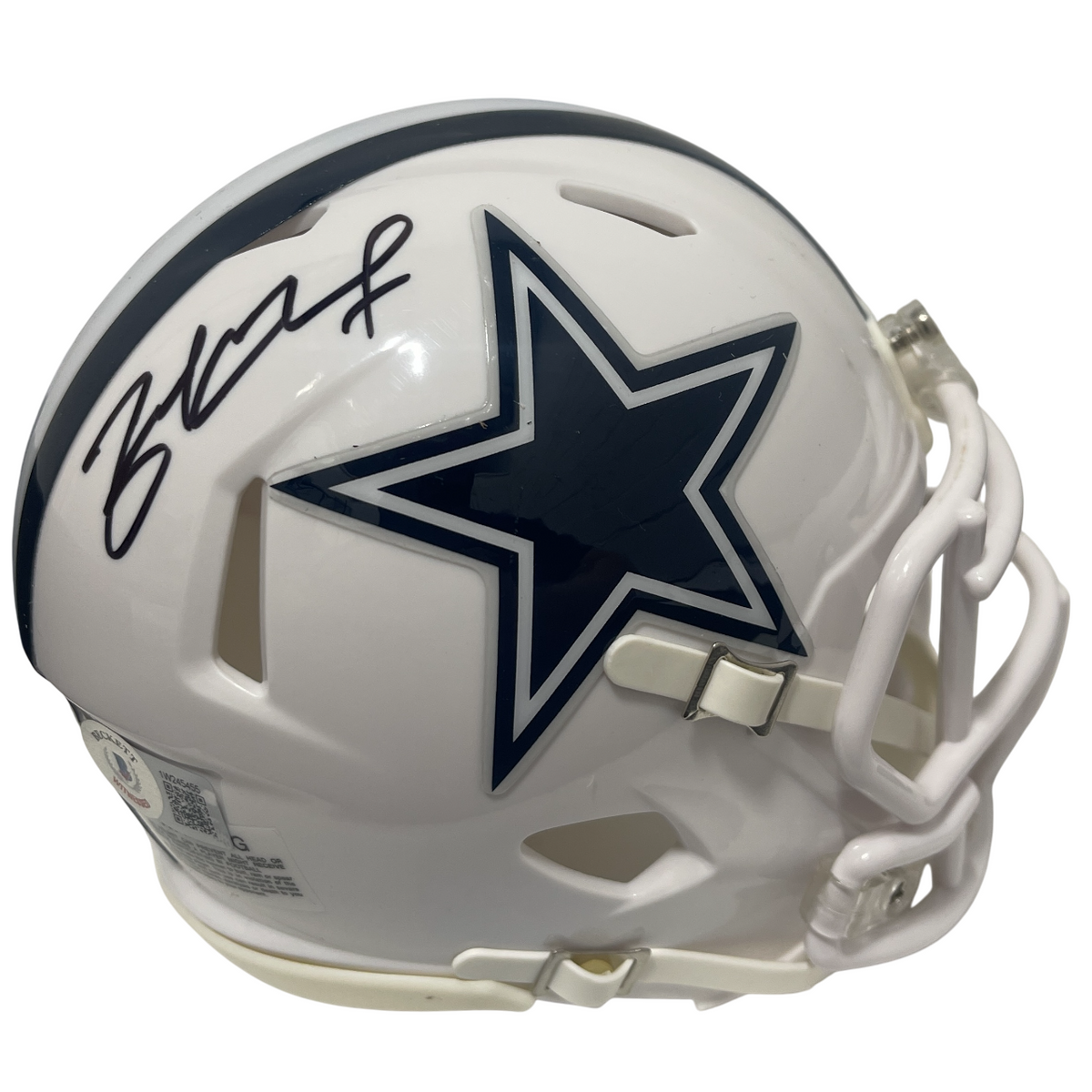 Zack Martin Signed Dallas Cowboys Alt White Mini Helmet Beckett Witness BAS COA-Powers Sports Memorabilia