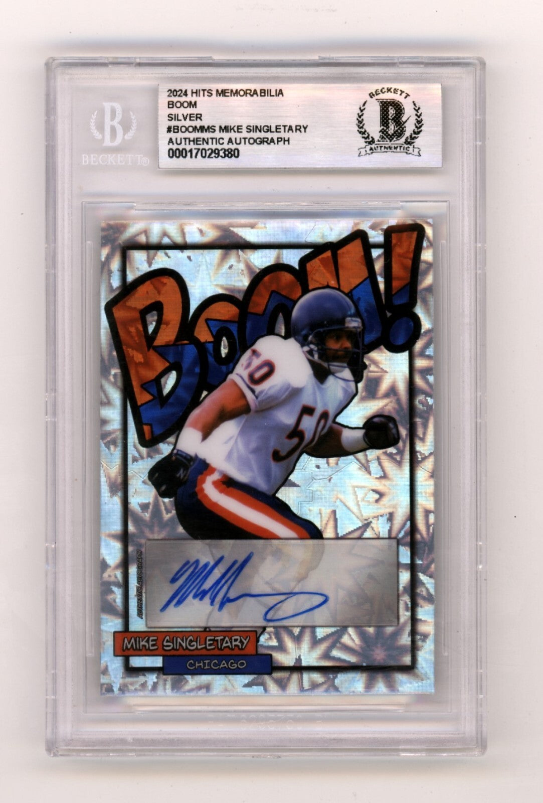 Mike Singletary 2024 Hits Memorabilia BOOM Silver Signed BGS BAS Auto Bears-Powers Sports Memorabilia