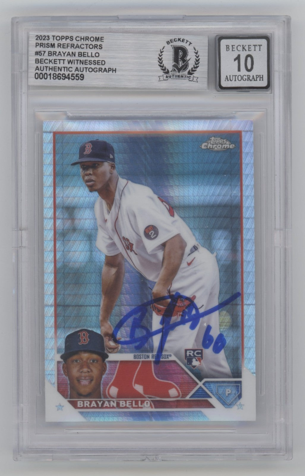 Brayan Bello 2023 Topps Chrome 57 Prism Refractor Signed RC Beckett BGS 10 Auto-Powers Sports Memorabilia