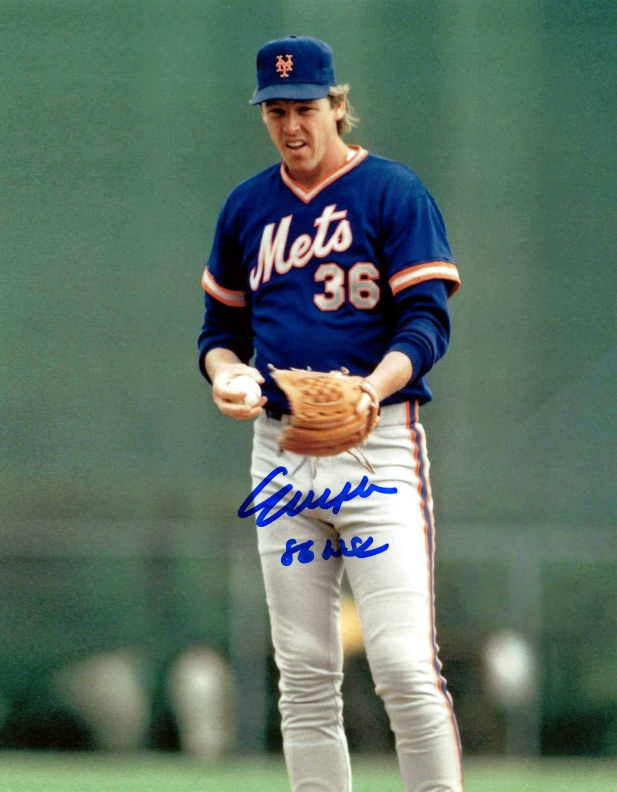 Ed Lynch Signed New York Mets 8x10 Photo w/ 86 WSC LSCM Authenticated #1-Powers Sports Memorabilia