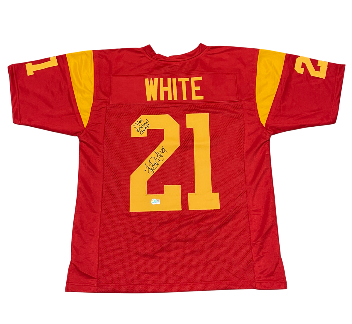 LenDale White Signed USC Custom Jersey w/ 03/04 Rosebowl Champ Beckett W BAS COA-Powers Sports Memorabilia
