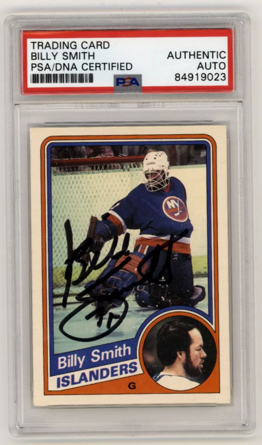 Billy Smith 1984-85 O-Pee-Chee OPC #135 Signed PSA Authentic Auto Blk Islanders-Powers Sports Memorabilia