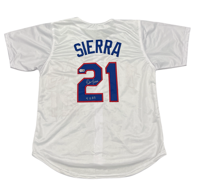 Ruben Sierra Signed Texas Rangers Custom Jersey w/ 4x AS Beckett Witness BAS COA-Powers Sports Memorabilia
