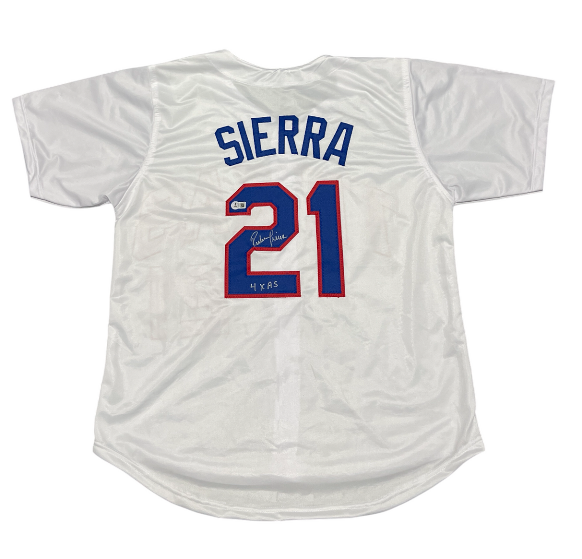 Ruben Sierra Signed Texas Rangers Custom Jersey w/ 4x AS Beckett Witness BAS COA-Powers Sports Memorabilia