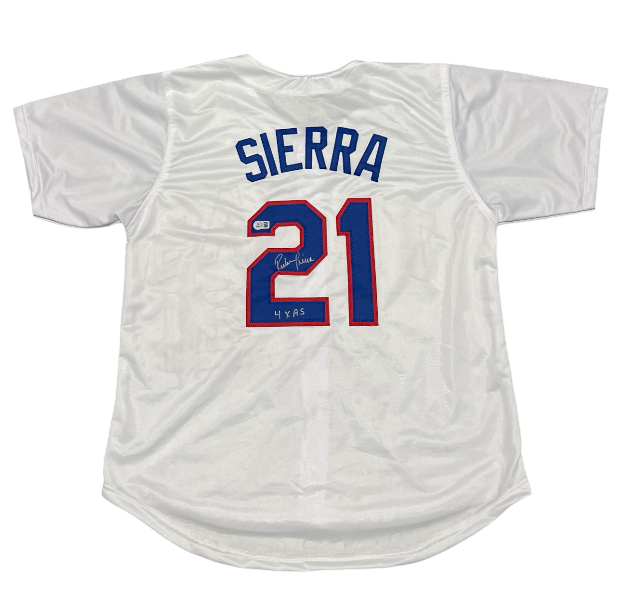 Ruben Sierra Signed Custom Jersey w/ 4x AS Beckett Witness Authenticated - White Jersey-Powers Sports Memorabilia