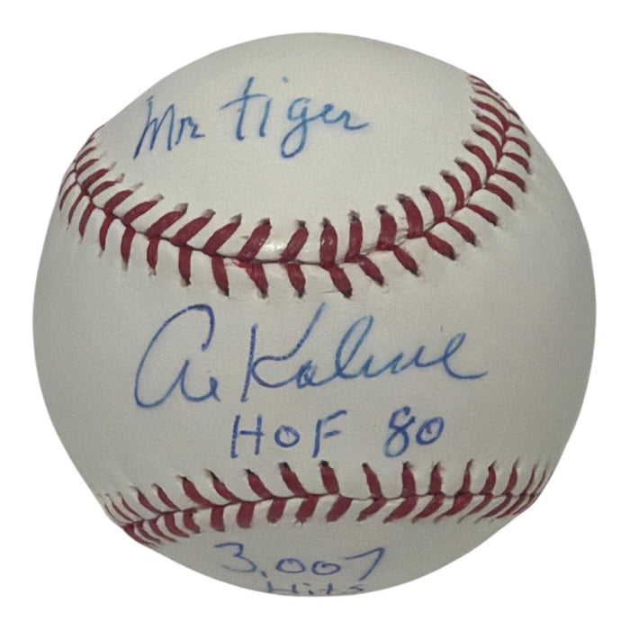 Al Kaline Signed ROMLB Baseball w/ 4x Ins STEINER Authenticated Detroit Tigers-Powers Sports Memorabilia