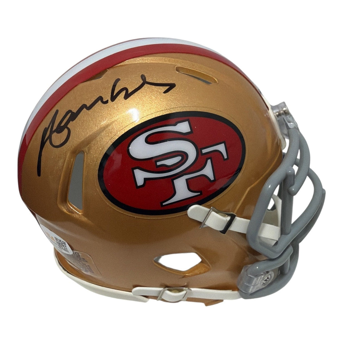 Merton Hanks Signed Autographed San Francisco 49ers TB Mini Helmet JSA Wit. COA-Powers Sports Memorabilia