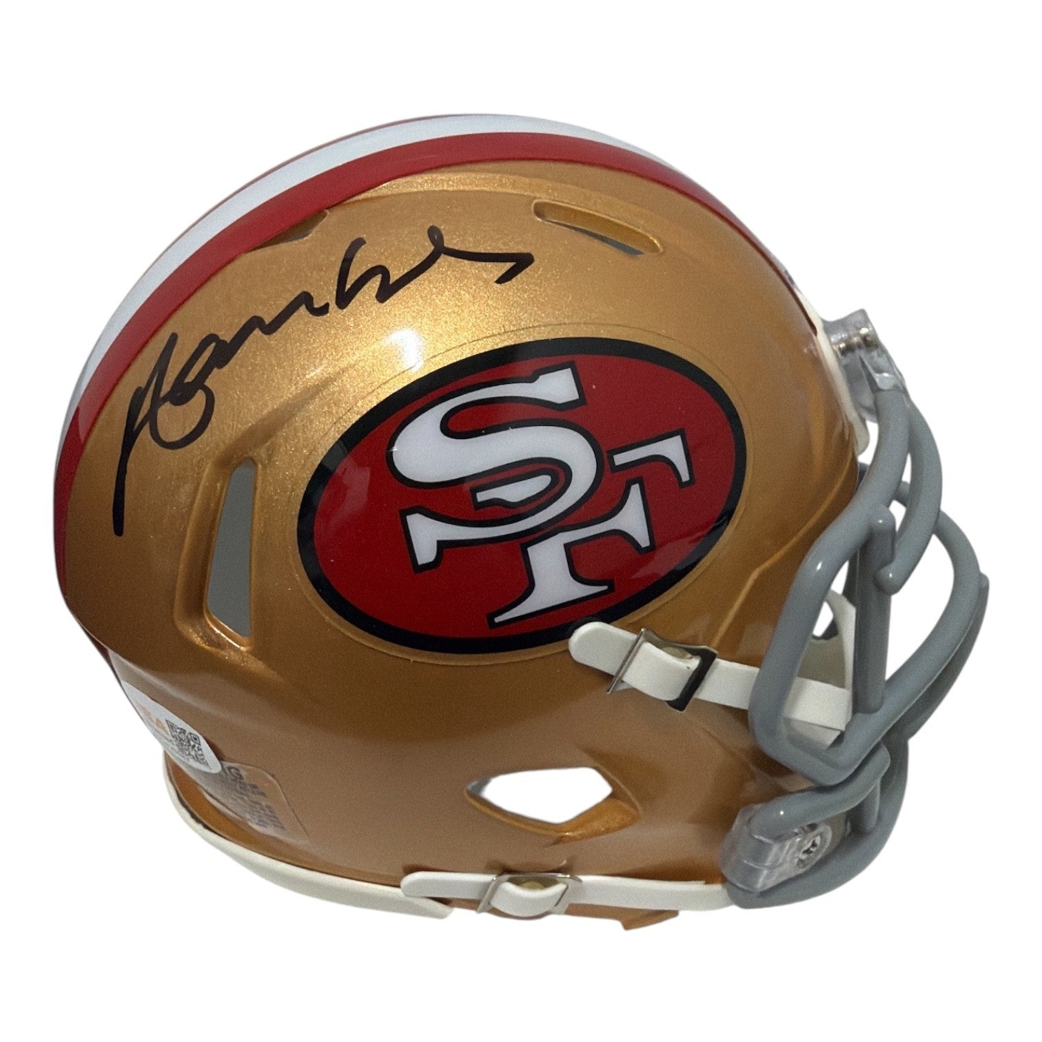 Merton Hanks Signed San Francisco 49ers TB Mini Helmet JSA Witness Authenticated-Powers Sports Memorabilia