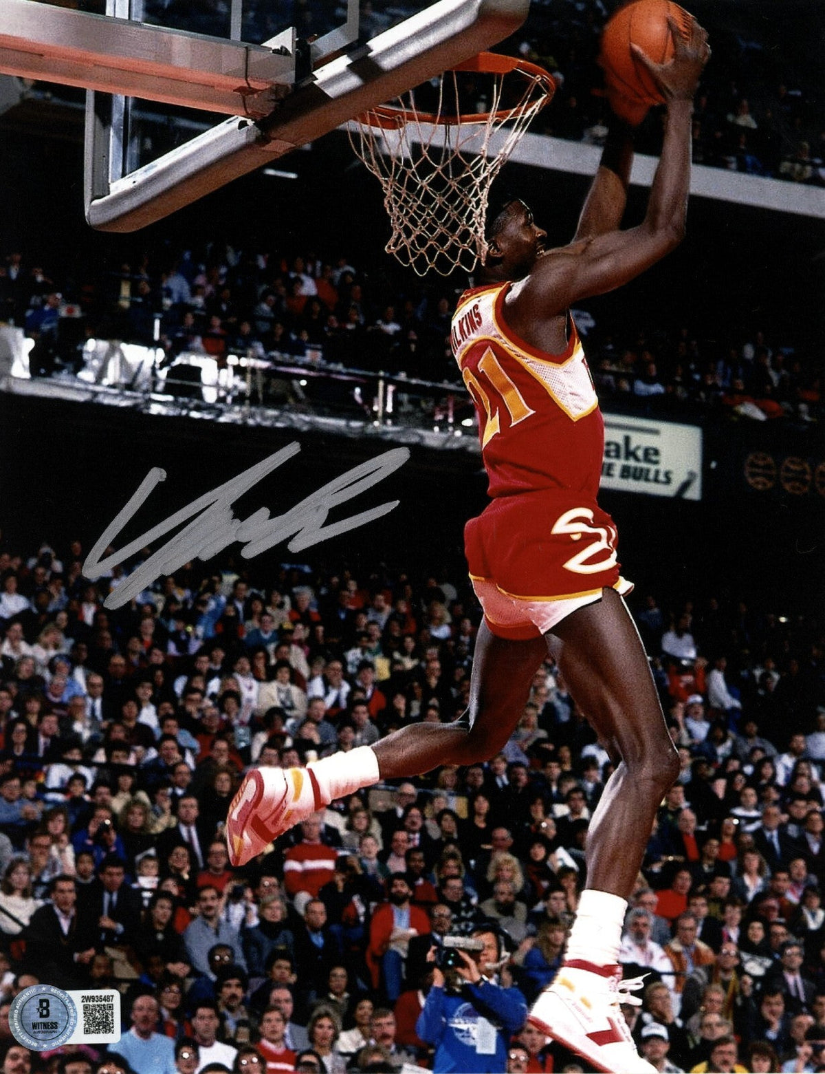 Dominique Wilkins Signed Atlanta Hawks 8x10 Photo Beckett Witness BAS COA #2-Powers Sports Memorabilia