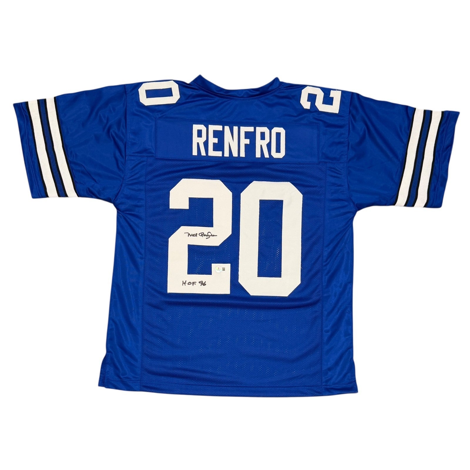 Mel Renfro Signed Custom Jersey w/ HOF 96 Beckett Witness Authenticated - Blue Jersey-Powers Sports Memorabilia