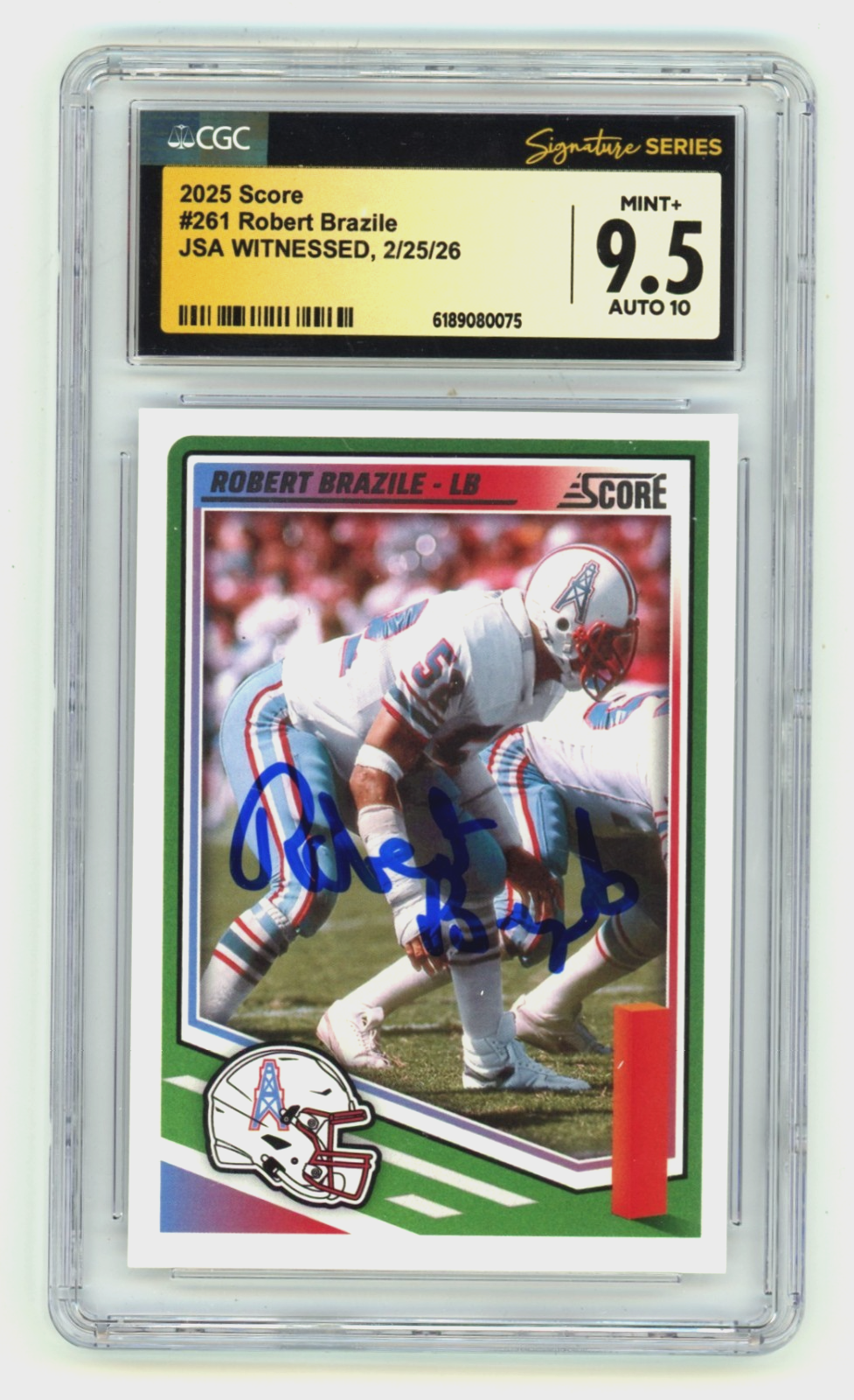 Robert Brazile 2025 Score #261 Signed JSA CGC 9.5 10 Auto Houston Oilers HOF-Powers Sports Memorabilia