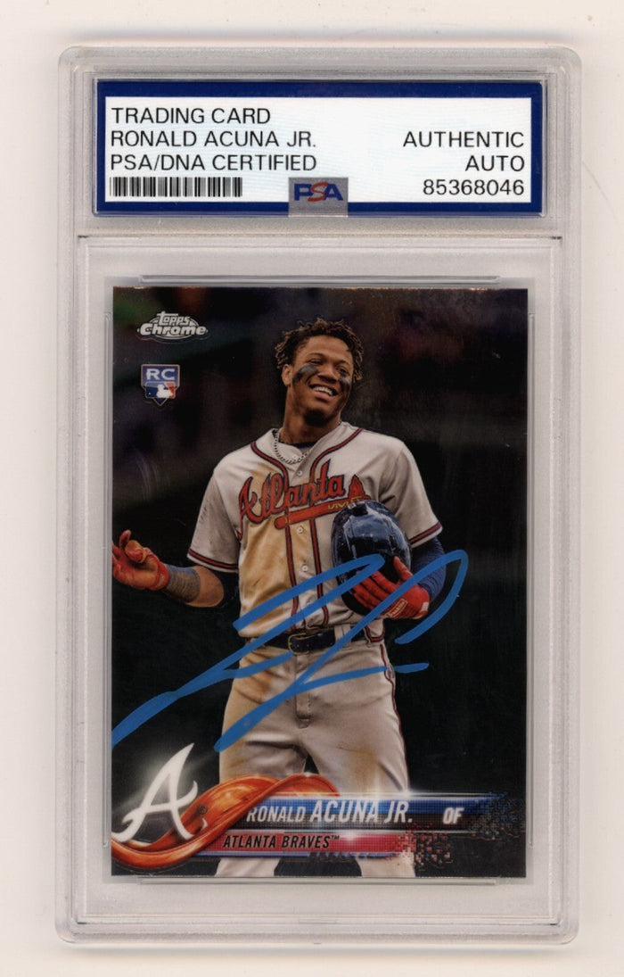 Ronald Acuna Jr 2018 Topps Chrome Update #HMT25 RC Signed Auto PSA DNA Authentic-Powers Sports Memorabilia