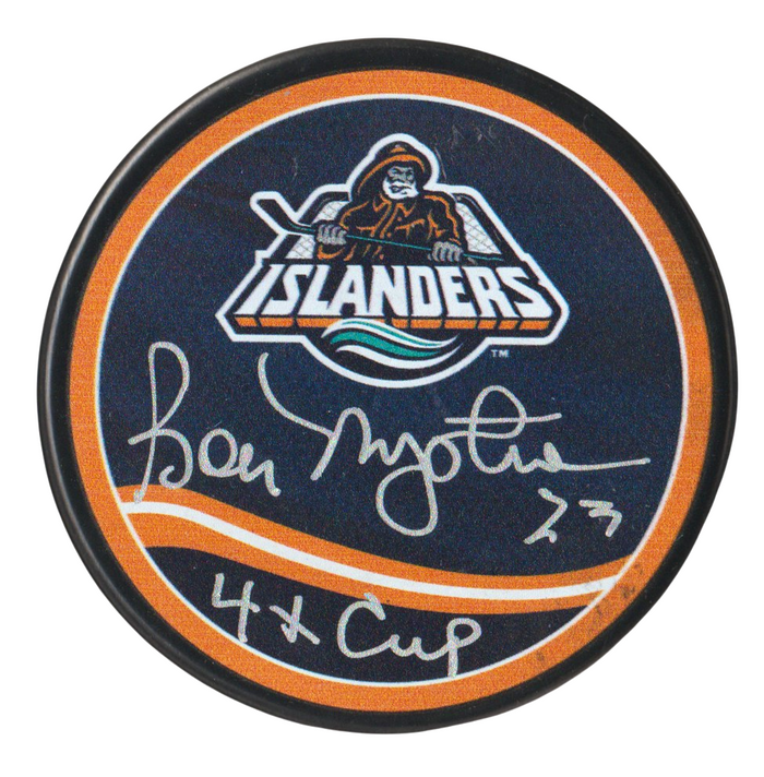Bob Nystrom Signed Islanders Reverse Retro Puck w/ 4x Cup Beckett Witness Authenticated-Powers Sports Memorabilia