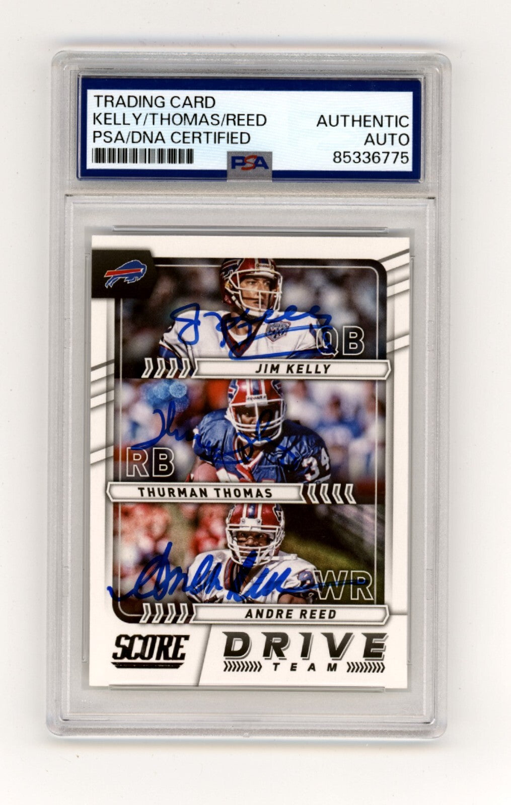 Kelly Thomas Reed 2017 Panini Score Drive Team #9 Triple Signed PSA Auto Bills-Powers Sports Memorabilia