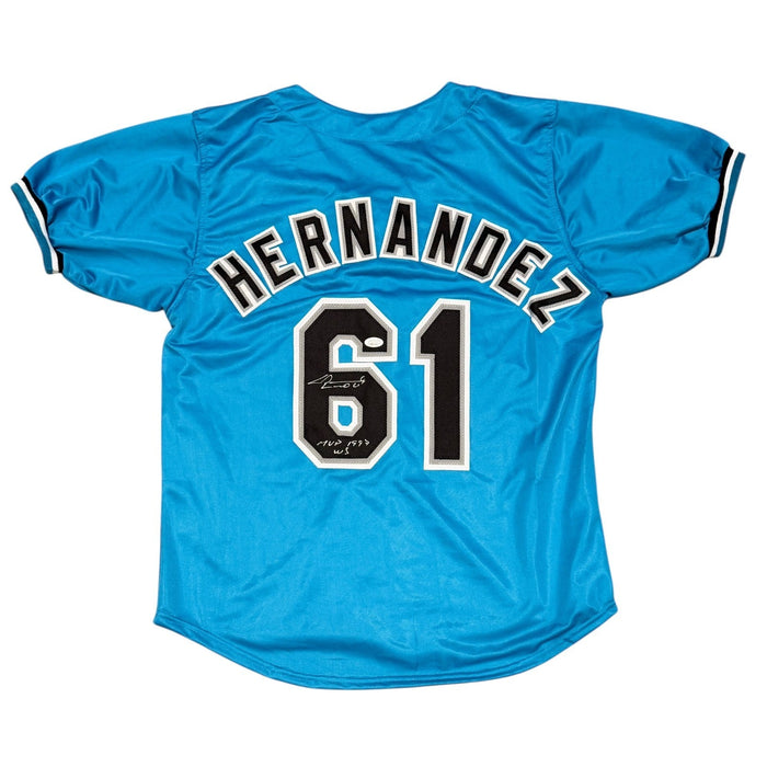 Livan Hernandez Signed Custom Jersey w/ MVP 1997 WS JSA Authenticated-Powers Sports Memorabilia