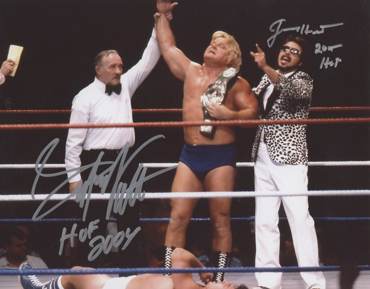 Greg "Hammer" Valentine & Jimmy Hart Dual Signed 8x10 Photo w/ HOF LSCM Authenticated #1-Powers Sports Memorabilia