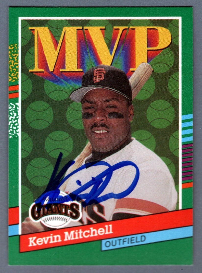 Kevin Mitchell Signed 1990 Leaf #407 MVP LSCM Authenticated San Francisco Giants-Powers Sports Memorabilia
