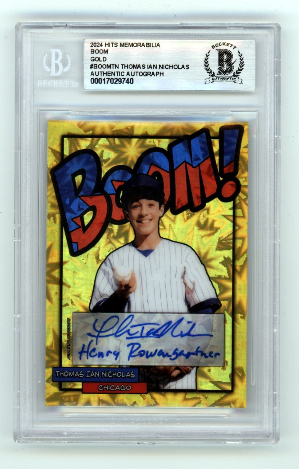 Thomas Ian Nicholas 2024 Hits Memorabilia BOOM Gold /10 Signed BGS BAS Auto Cubs-Powers Sports Memorabilia