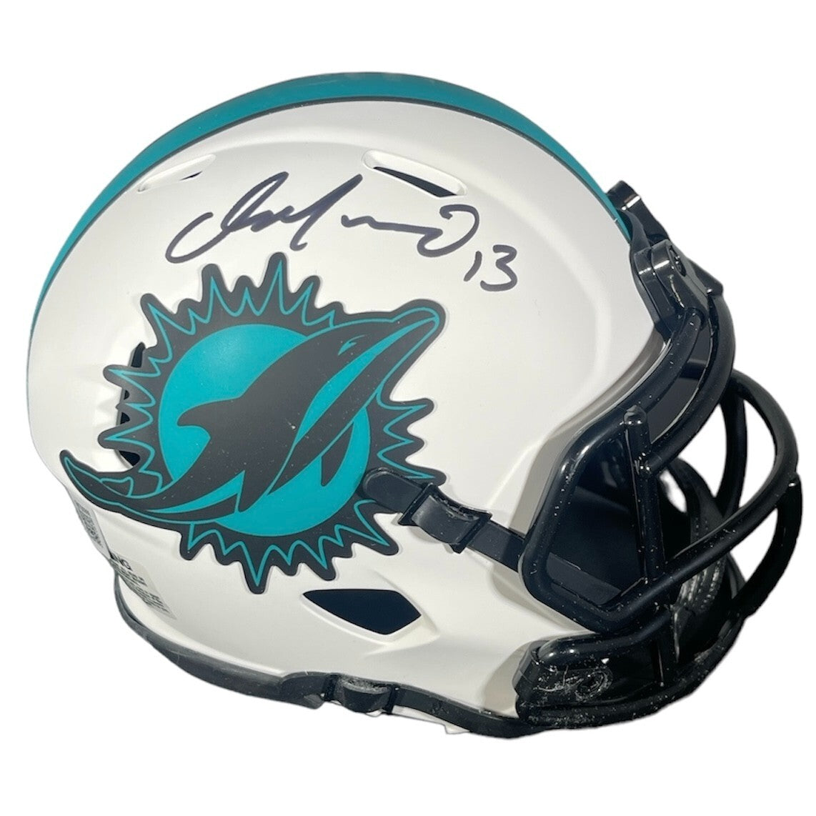Dan Marino Signed Dolphins Lunar Mini Helmet Beckett Witness Authenticated-Powers Sports Memorabilia