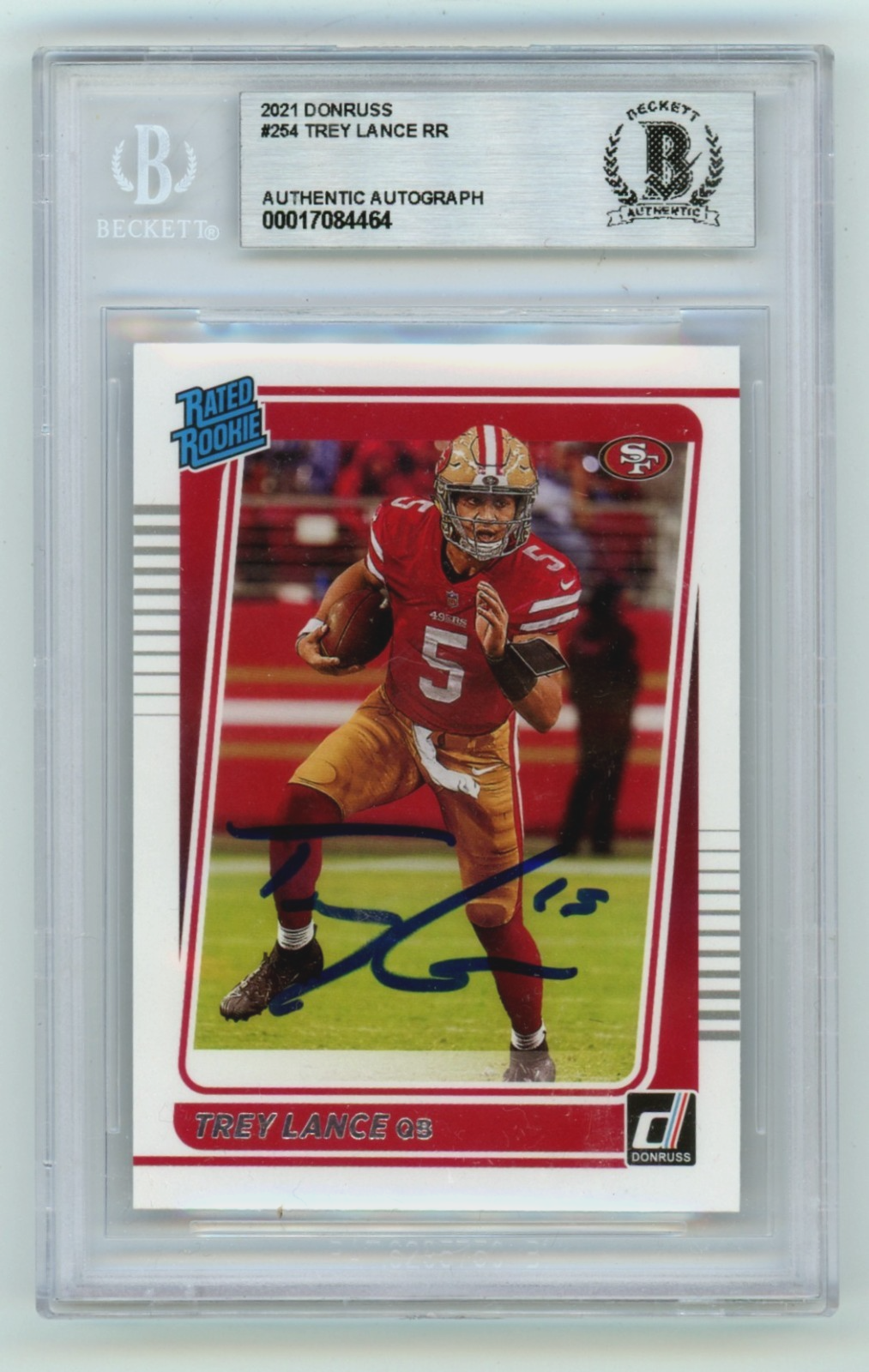 Trey Lance 2021 Panini Donruss #254 Signed Rated Rookie RC Beckett BGS BAS Auto-Powers Sports Memorabilia