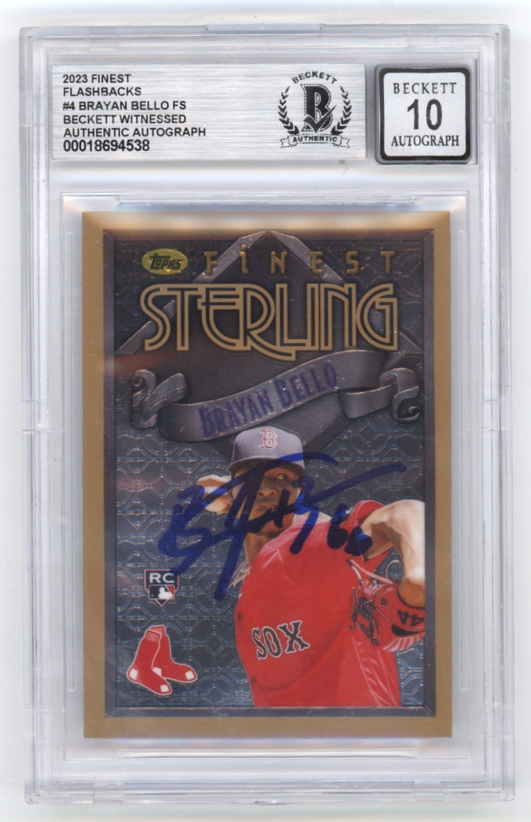 Brayan Bello 2023 Topps Finest #4 Sterling Signed Rookie RC Beckett BGS 10 Auto-Powers Sports Memorabilia