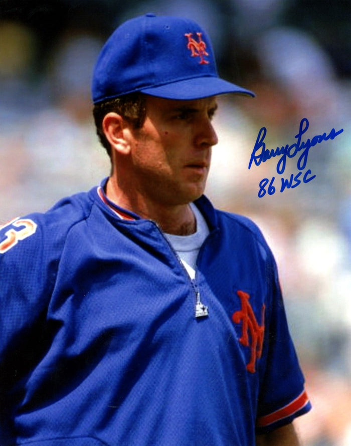 Barry Lyons Signed New York Mets 8x10 Photo w/ 86 WSC LSCM Authenticated-Powers Sports Memorabilia