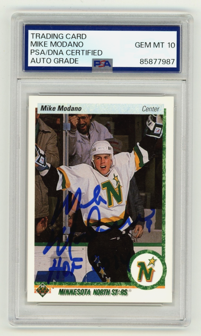 Mike Modano 1990-91 Upper Deck Signed Auto RC w HOF 2014 PSA 10 Auto North Stars-Powers Sports Memorabilia