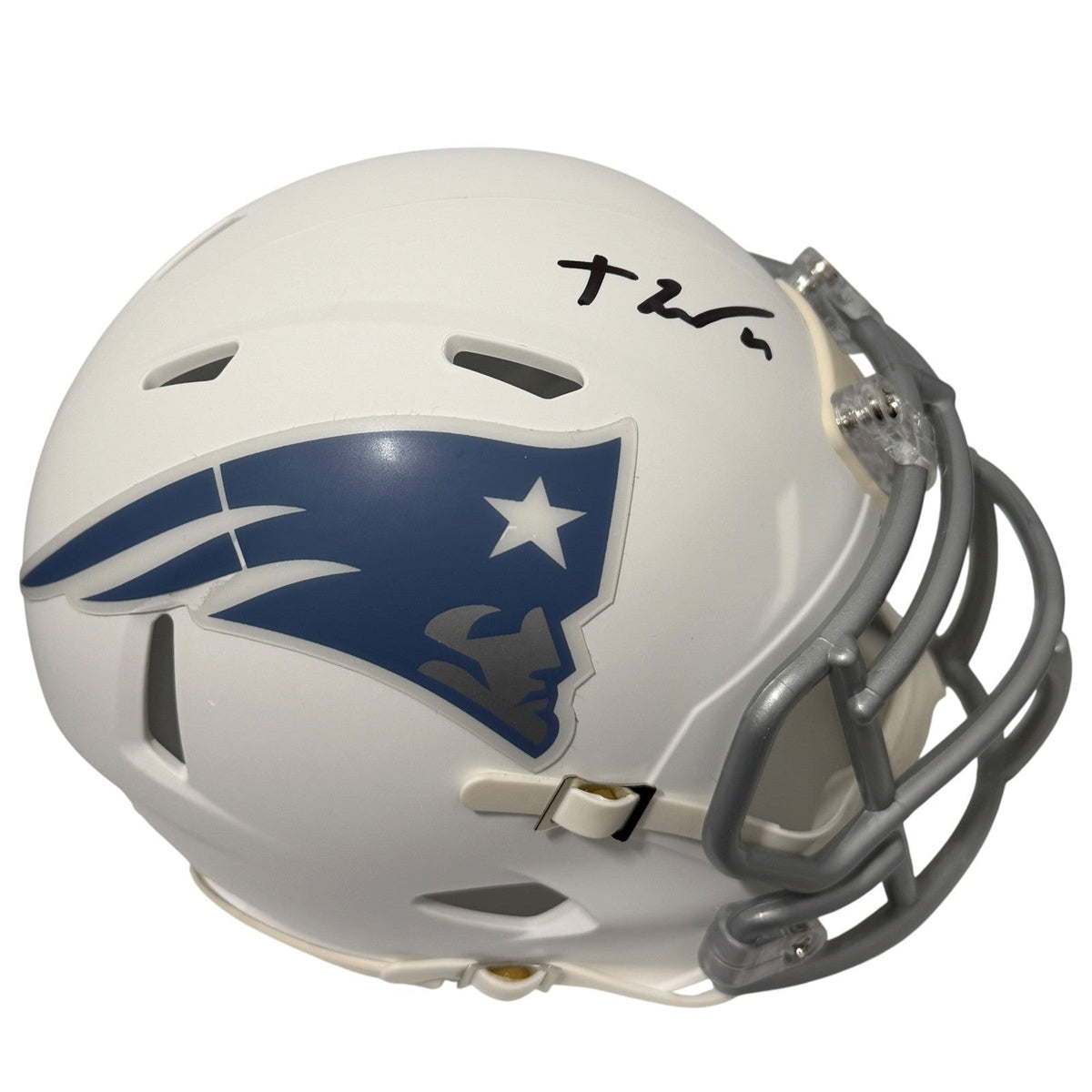 TreVeyon Henderson Signed New England Patriots Rivalries Mini Helmet JSA Witness Authenticated-Powers Sports Memorabilia