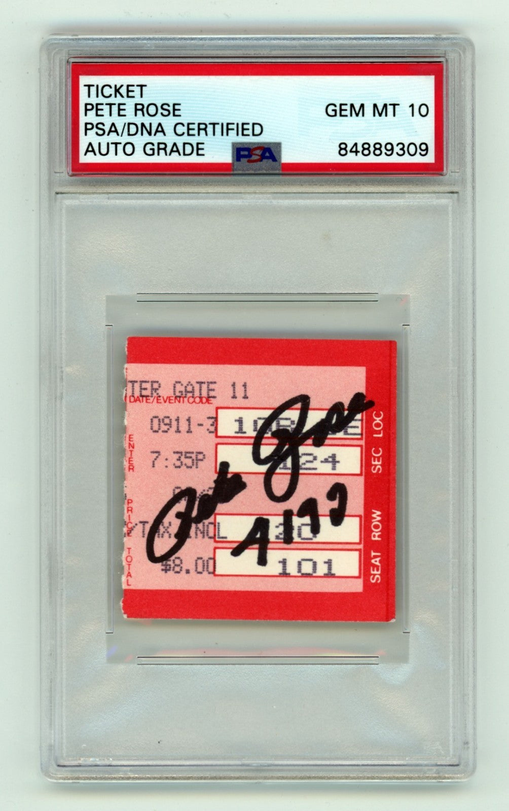Pete Rose Signed All Time Hit Leader 9/11/1985 Ticket Stub w/ 4192 PSA 10 Auto-Powers Sports Memorabilia