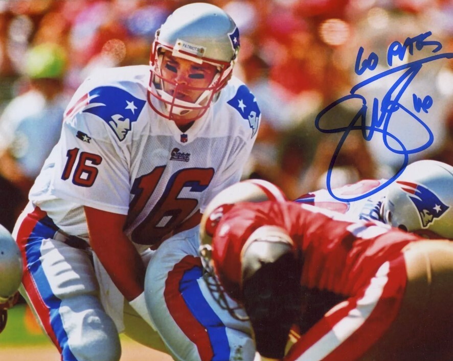 Scott Zolak Signed Patriots 8x10 Photo w/ Go Pats LSCM Authenticated #1-Powers Sports Memorabilia