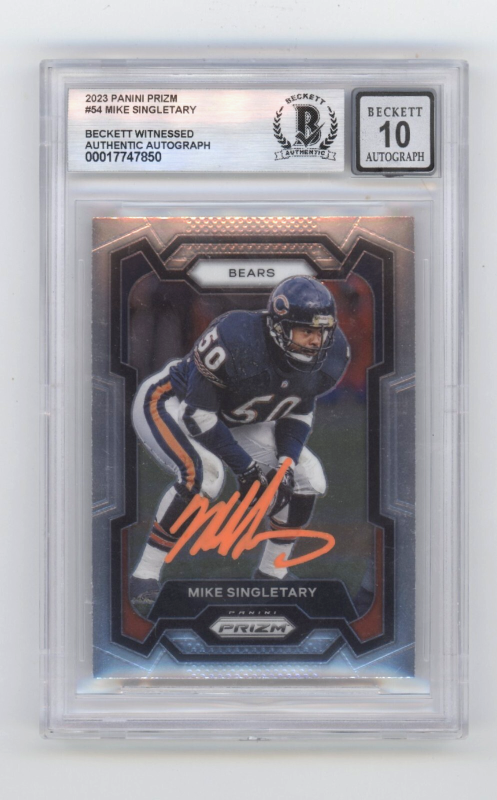 Mike Singletary 2023 Panini Prizm #54 Signed Beckett BGS 10 Auto Bears-Powers Sports Memorabilia