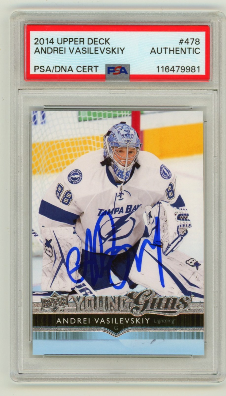 Andrei Vasilevskiy 2014-15 Upper Deck #478 Young Guns Signed Rookie RC PSA Auto-Powers Sports Memorabilia
