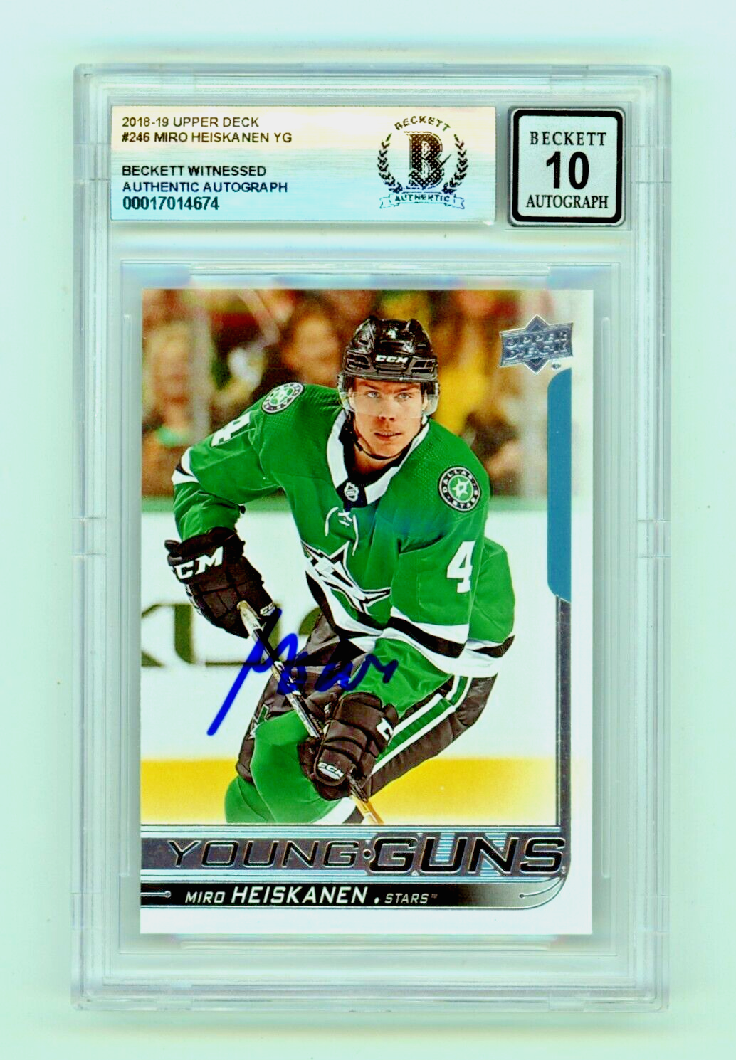 Miro Heiskanen 2018-19 Upper Deck Young Guns #246 Rookie RC YG Signed BAS BGS 10-Powers Sports Memorabilia