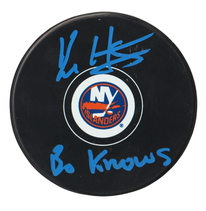 Bo Horvat Signed New York Islanders Puck w/ Bo Knows Beckett Witness Authenticated B-Powers Sports Memorabilia