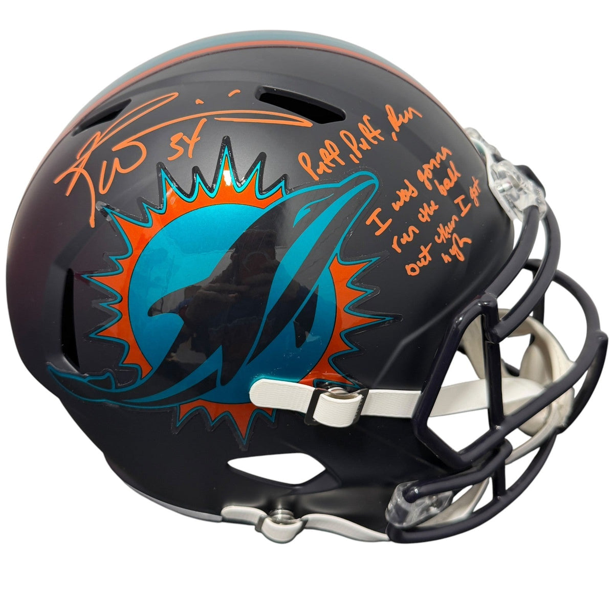 Ricky Williams Signed Dolphins Rivalries FS Full Size Helmet Weed Insc JSA W COA-Powers Sports Memorabilia