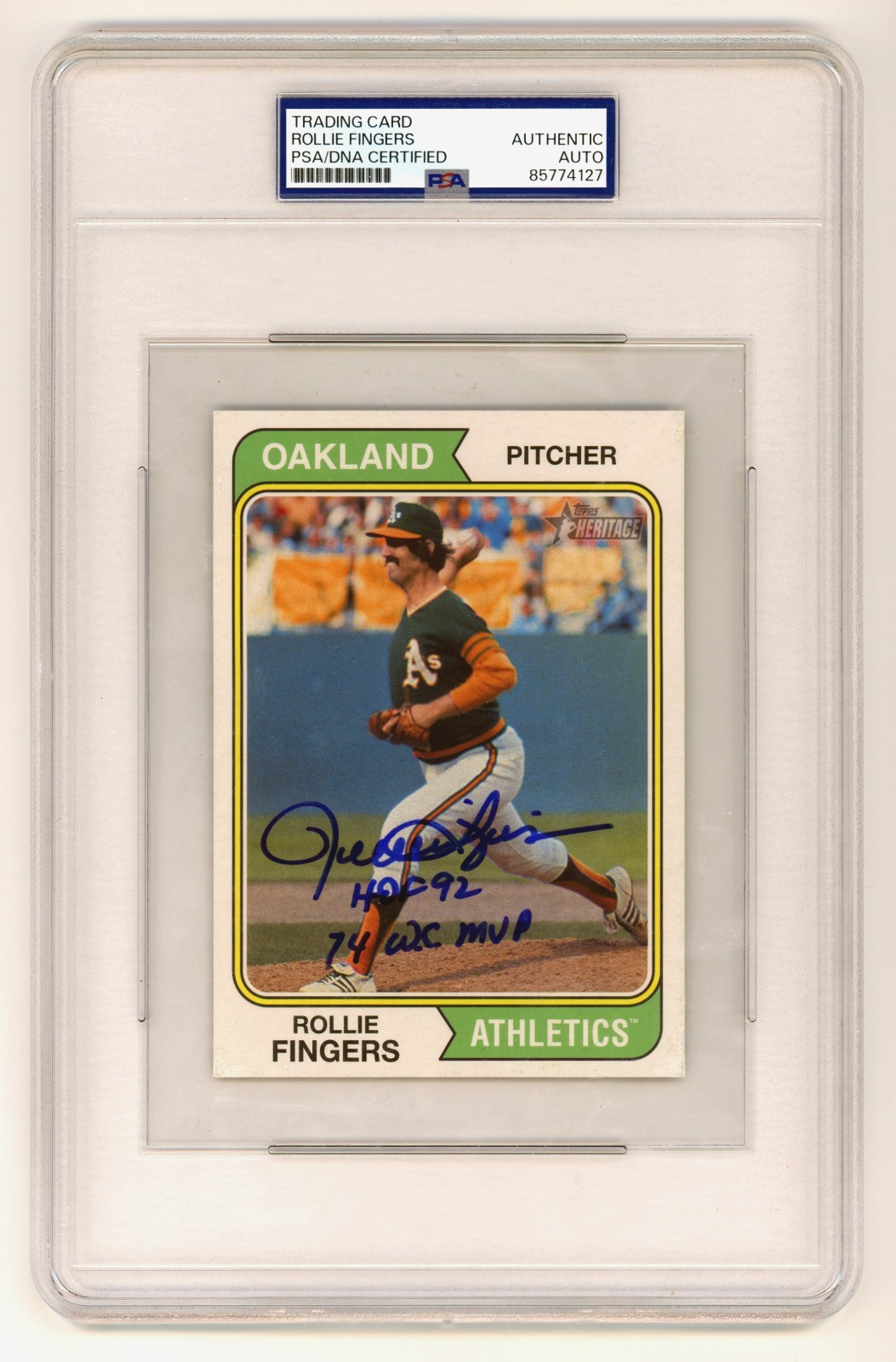 Rollie Fingers 2023 Topps Heritage Signed Oversized Box loader 2 Insc. PSA Auto-Powers Sports Memorabilia