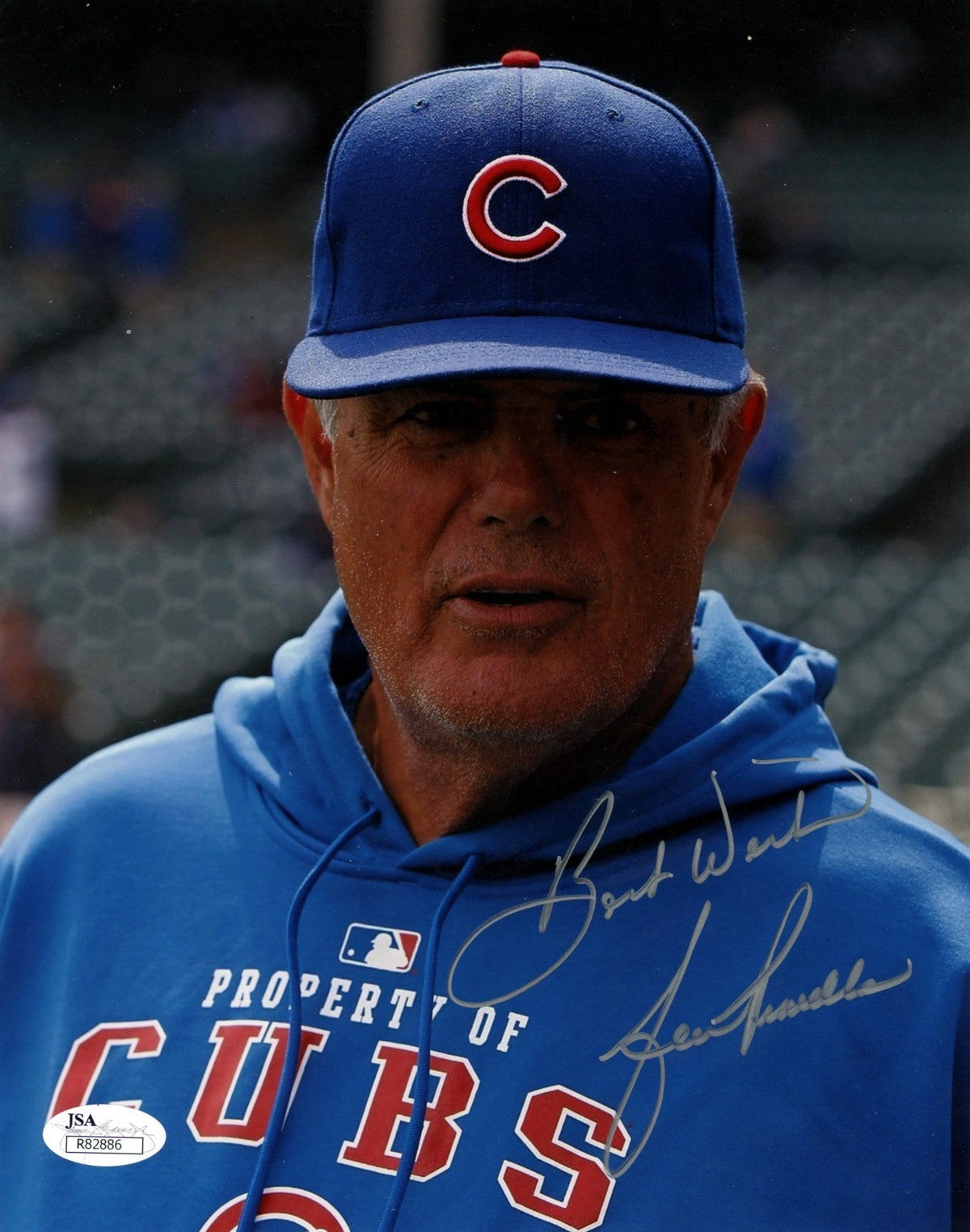 Lou Piniella Signed Autographed Chicago Cubs 8x10 Photo w Best Wishes JSA COA #2-Powers Sports Memorabilia