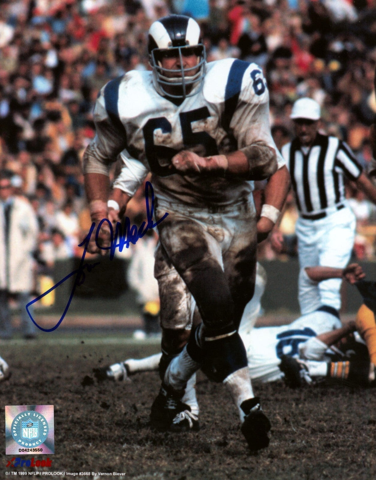 Tom Mack Signed Autographed Los Angeles Rams 8x10 Photo LSCM COA #1-Powers Sports Memorabilia