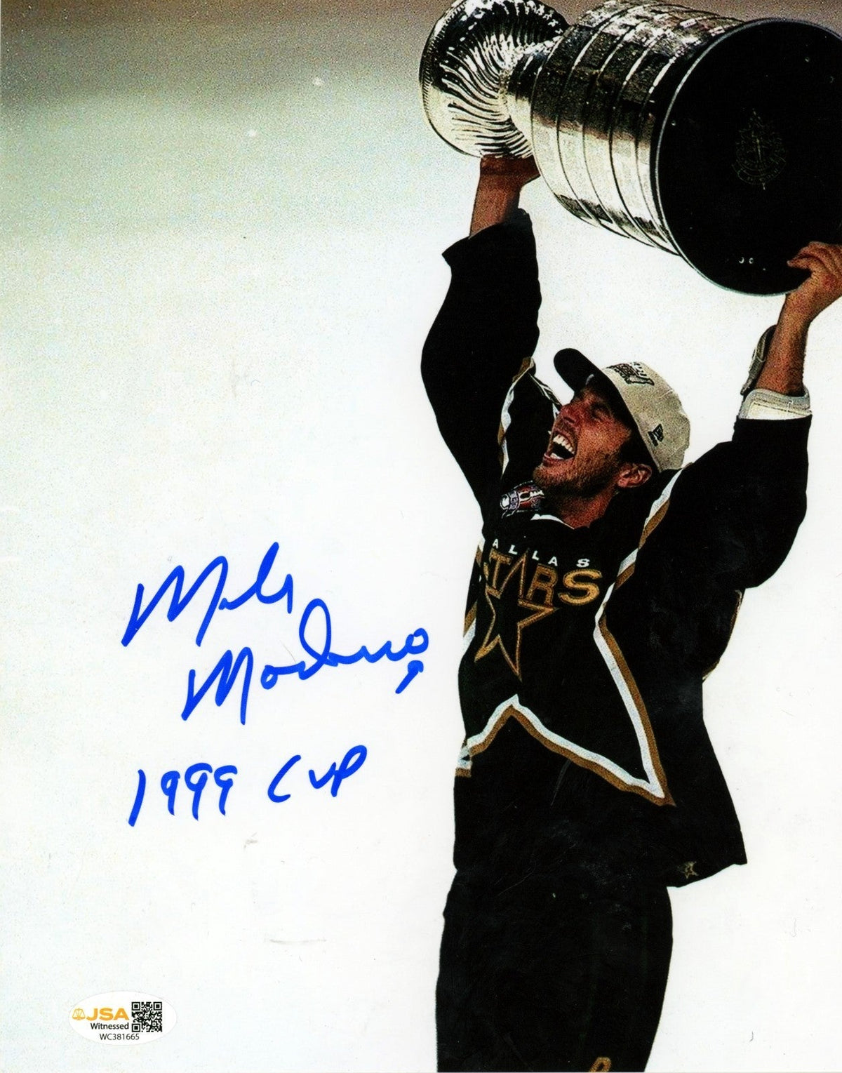 Mike Modano Signed Dallas Stars 8x10 Photo w/ 1999 Cup JSA Witness COA #3-Powers Sports Memorabilia