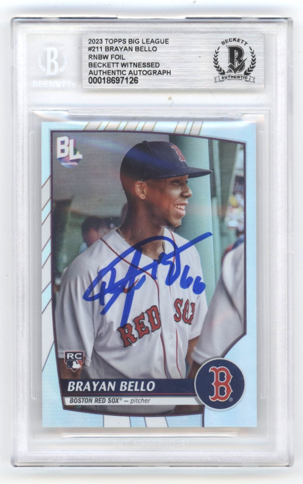 Brayan Bello 2023 Topps Big League #211 Rainbow Foil Signed RC Beckett BAS Auto-Powers Sports Memorabilia
