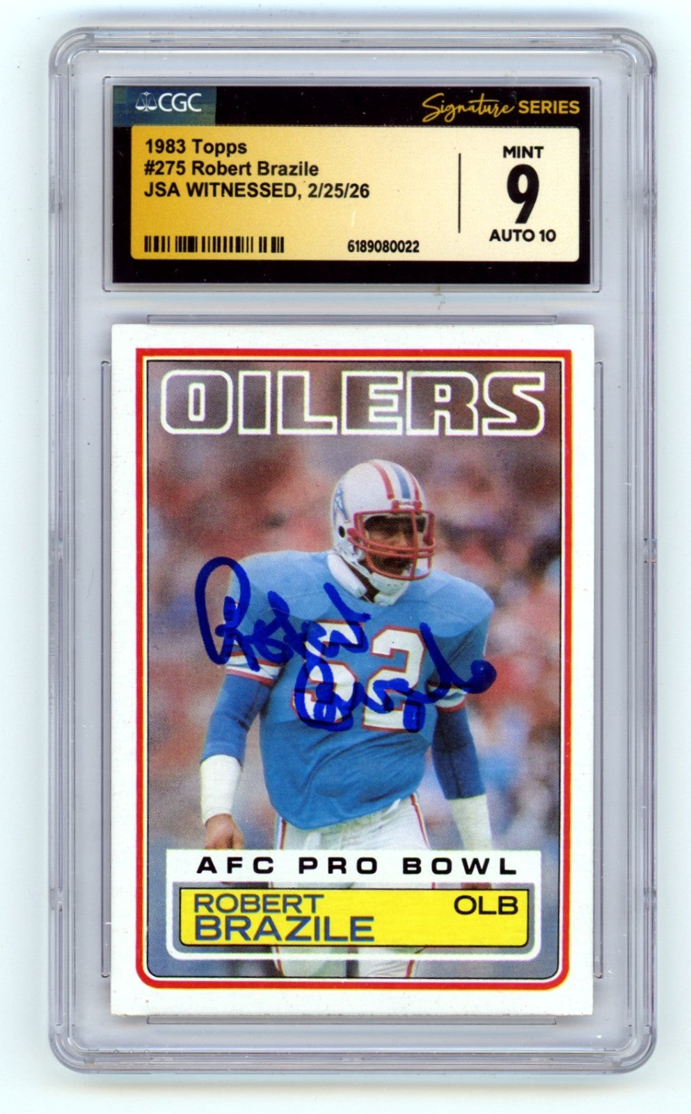 Robert Brazile 1983 Topps #275 Signed JSA CGC 9 10 Auto Oilers HOF-Powers Sports Memorabilia