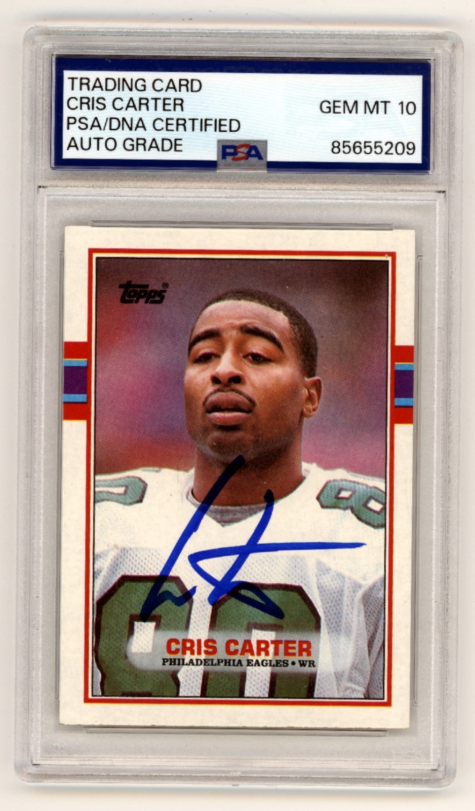 Cris Carter 1989 Topps Football #121 Signed Rookie RC PSA 10 Auto Eagles Vikings-Powers Sports Memorabilia