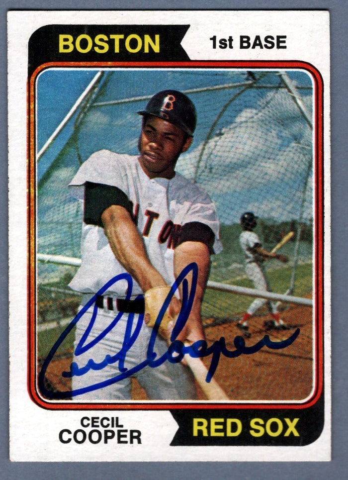 Cecil Cooper Signed 1974 Topps #523 LSCM Authenticated Boston Red Sox-Powers Sports Memorabilia