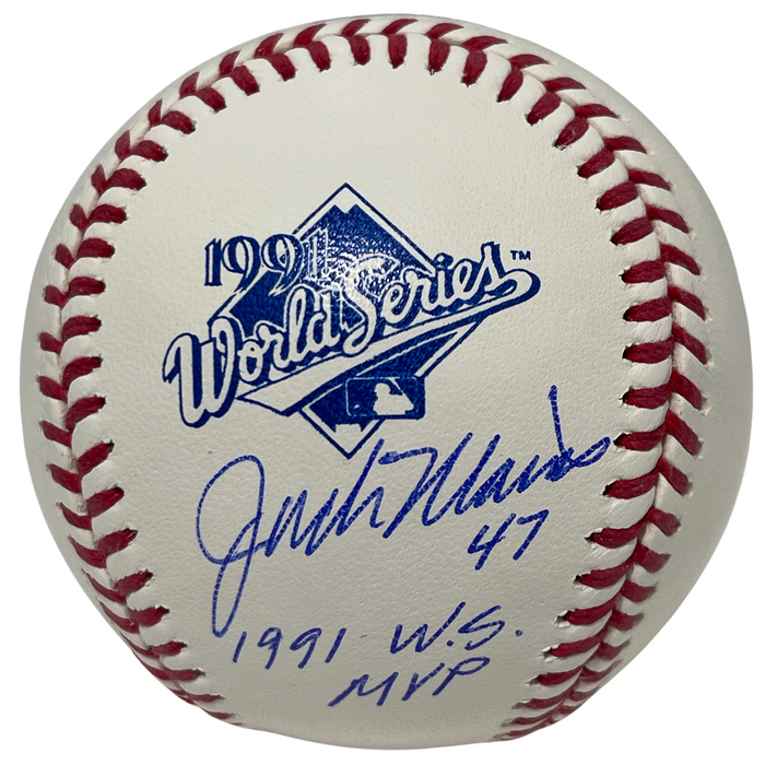 Jack Morris Signed 1991 World Series Baseball w/ 1991 WS MVP Beckett Witness Authenticated-Powers Sports Memorabilia