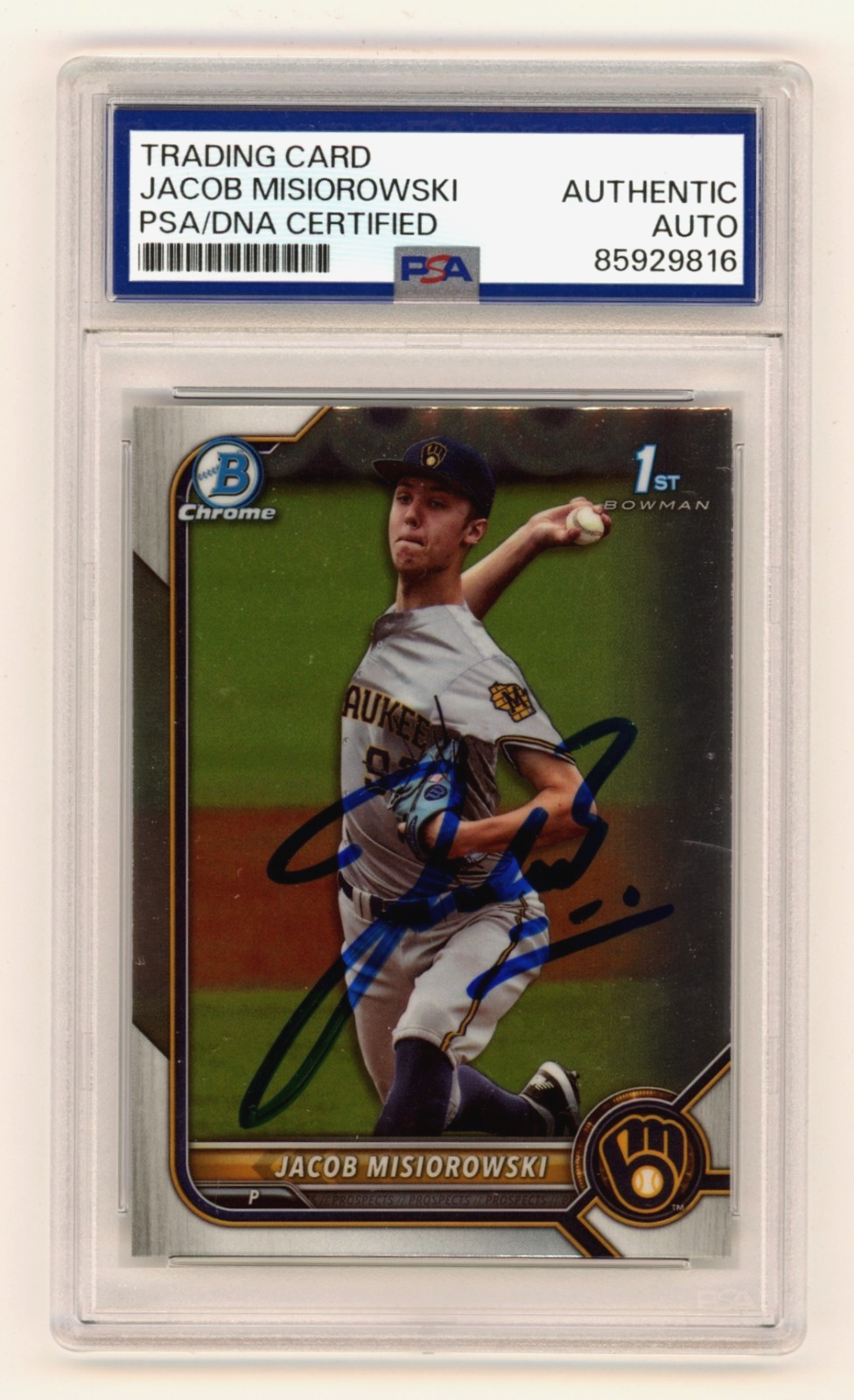 Jacob Misiorowski 2022 Bowman Chrome 1st Signed Auto RC PSA Authentic Auto-Powers Sports Memorabilia